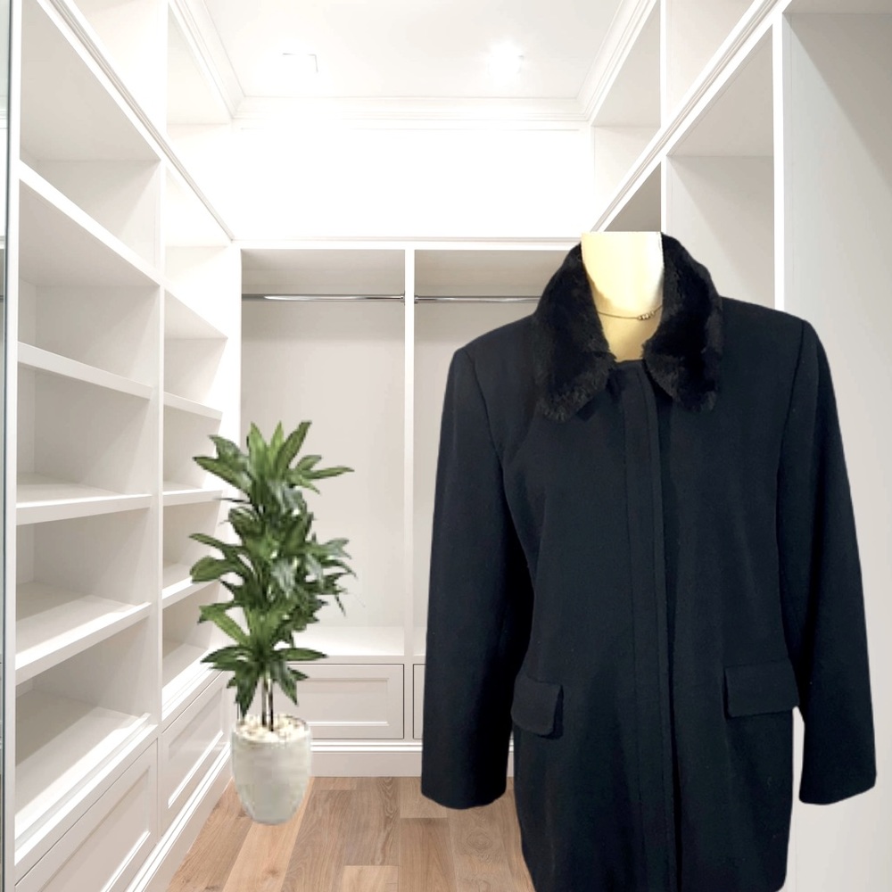 Vintage F.S Limited black wool pea coat for women size 12